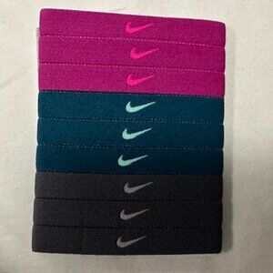 Nike Sport Headbands 9 Pack - Raspberry Red / Dark Sea / Dark Grey - NWOT